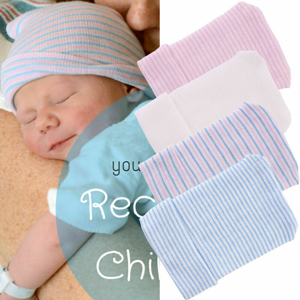 Newborn Baby Boy Girl Hospital Hat Toddler Infant Striped Cap Warm Unisex Beanie