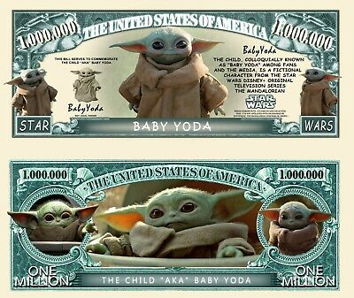 Baby Yoda Million Dollar Bill Star Wars Funny Money Novelty Note + Free Sleeve